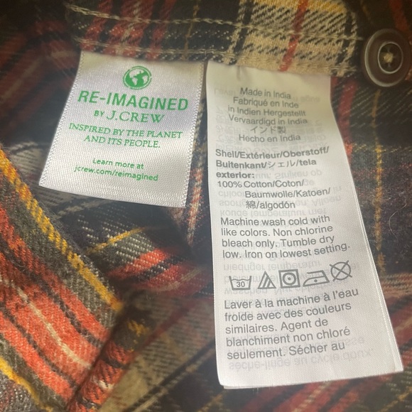J CREW Midweight flannel Plaid Button Down workshirt Size Small S Slim AQ095 - Picture 5 of 6